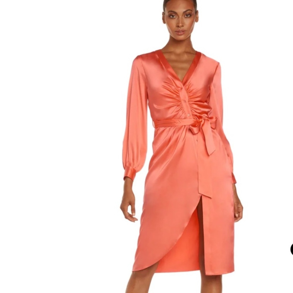 Ladaire Luisa Long Sleeve Midi Dress un Living‎ Coral Size XS